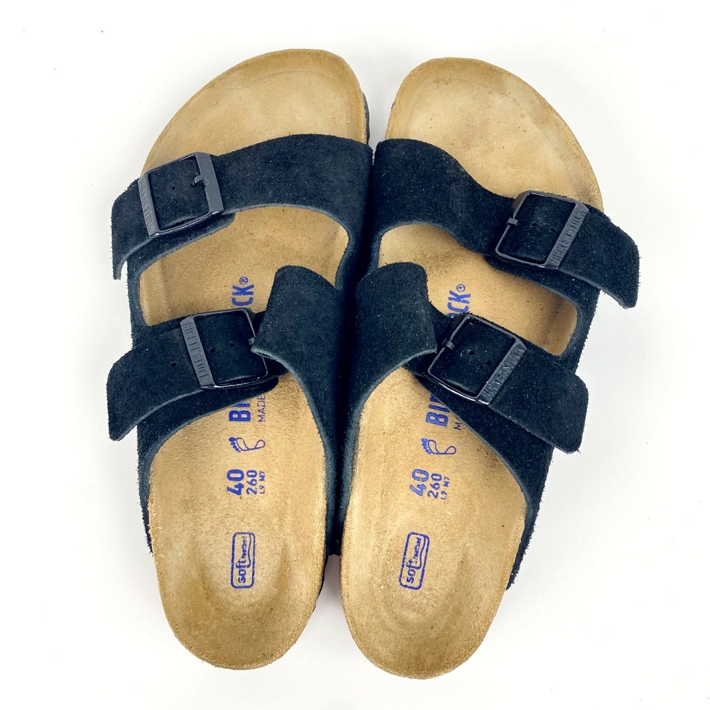 Birkenstock Suede Leather Sandals Women's 9 Soft Footbed "Arizona" 40 Worn Once! - Picture 6 of 9